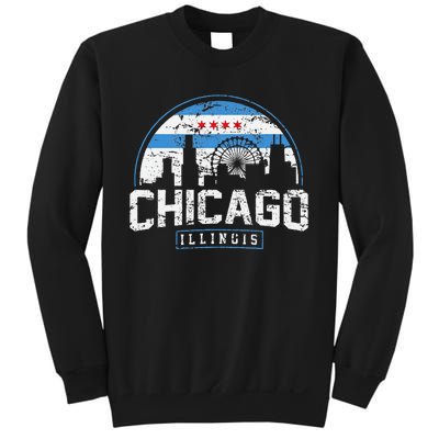 Chicago Illinois Flag Vintage Skyline Sweatshirt