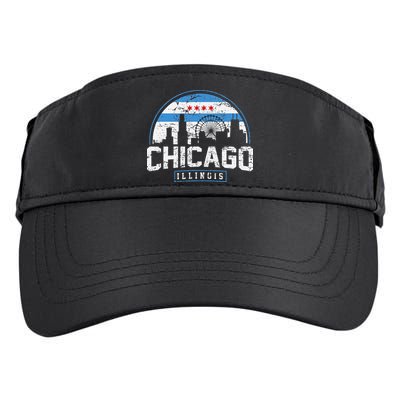 Chicago Illinois Flag Vintage Skyline Adult Drive Performance Visor