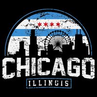 Chicago Illinois Flag Vintage Skyline Bucket Hat