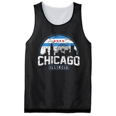 Chicago Illinois Flag Vintage Skyline Mesh Reversible Basketball Jersey Tank