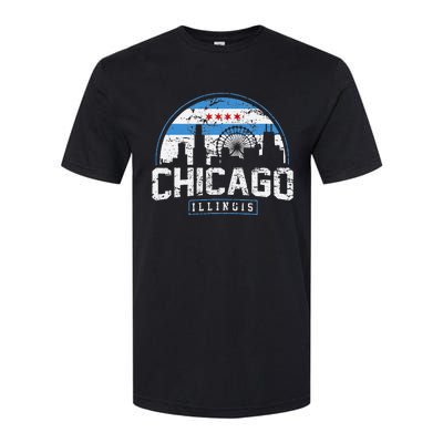 Chicago Illinois Flag Vintage Skyline Softstyle® CVC T-Shirt