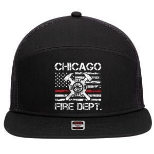 Chicago Illinois Fire Department Thin Red Line Fireman 7 Panel Mesh Trucker Snapback Hat