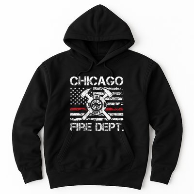 Chicago Illinois Fire Department Thin Red Line Fireman Hoodie