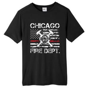 Chicago Illinois Fire Department Thin Red Line Fireman Tall Fusion ChromaSoft Performance T-Shirt