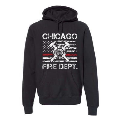 Chicago Illinois Fire Department Thin Red Line Fireman Premium Hoodie