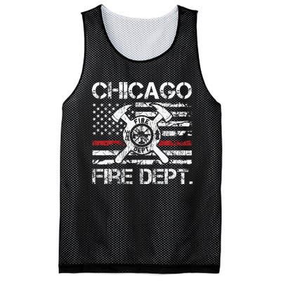 Chicago Illinois Fire Department Thin Red Line Fireman Mesh Reversible Basketball Jersey Tank