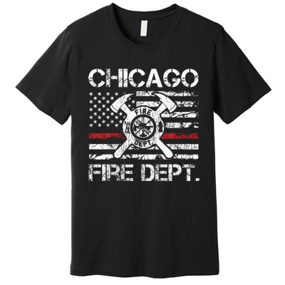 Chicago Illinois Fire Department Thin Red Line Fireman Premium T-Shirt