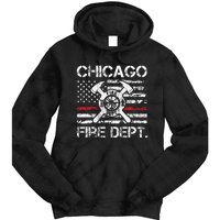 Chicago Illinois Fire Department Thin Red Line Fireman Tie Dye Hoodie