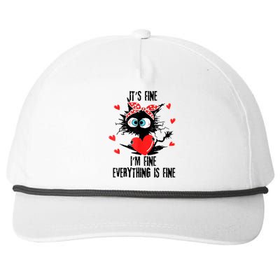 Cat It's Fine I'm Fine Everything Is Fine Valentines Day Snapback Five-Panel Rope Hat