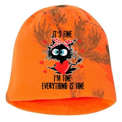 Cat It's Fine I'm Fine Everything Is Fine Valentines Day Kati - Camo Knit Beanie