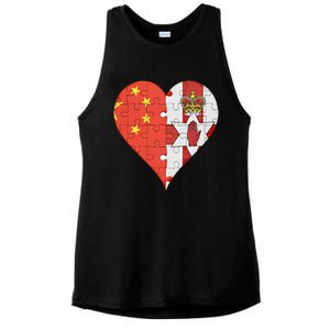 Chinese Irish Flag Heart Great Gift Ladies PosiCharge Tri-Blend Wicking Tank