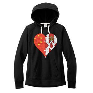 Chinese Irish Flag Heart Great Gift Women's Fleece Hoodie