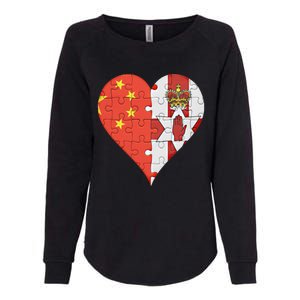 Chinese Irish Flag Heart Great Gift Womens California Wash Sweatshirt