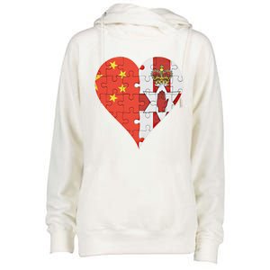 Chinese Irish Flag Heart Great Gift Womens Funnel Neck Pullover Hood