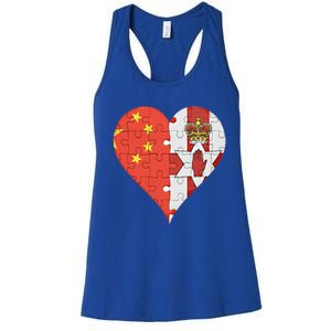 Chinese Irish Flag Heart Great Gift Women's Racerback Tank