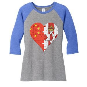 Chinese Irish Flag Heart Great Gift Women's Tri-Blend 3/4-Sleeve Raglan Shirt