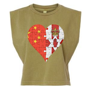 Chinese Irish Flag Heart Great Gift Garment-Dyed Women's Muscle Tee