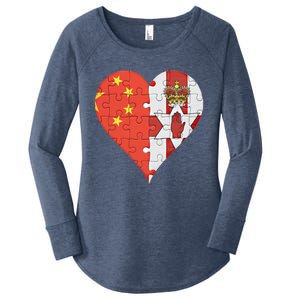 Chinese Irish Flag Heart Great Gift Women's Perfect Tri Tunic Long Sleeve Shirt