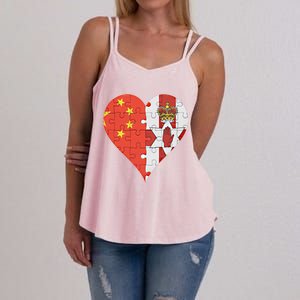 Chinese Irish Flag Heart Great Gift Women's Strappy Tank