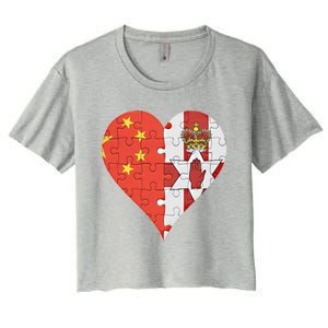 Chinese Irish Flag Heart Great Gift Women's Crop Top Tee