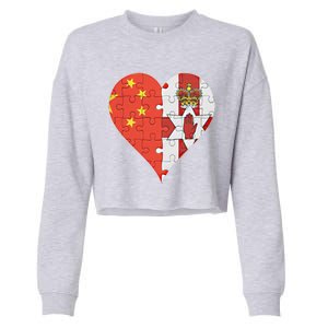 Chinese Irish Flag Heart Great Gift Cropped Pullover Crew