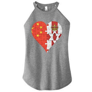 Chinese Irish Flag Heart Great Gift Women's Perfect Tri Rocker Tank