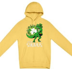 Clover Irish Flag Coins St Patricks Day Lucky Saurus Premium Pullover Hoodie