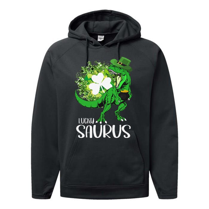 Clover Irish Flag Coins St Patricks Day Lucky Saurus Performance Fleece Hoodie