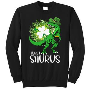 Clover Irish Flag Coins St Patricks Day Lucky Saurus Sweatshirt