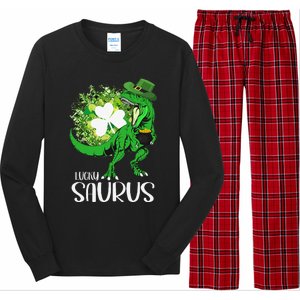 Clover Irish Flag Coins St Patricks Day Lucky Saurus Long Sleeve Pajama Set