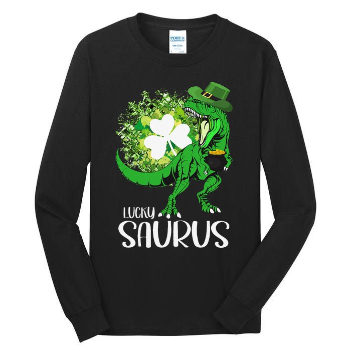 Clover Irish Flag Coins St Patricks Day Lucky Saurus Tall Long Sleeve T-Shirt