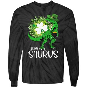 Clover Irish Flag Coins St Patricks Day Lucky Saurus Tie-Dye Long Sleeve Shirt