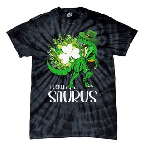 Clover Irish Flag Coins St Patricks Day Lucky Saurus Tie-Dye T-Shirt