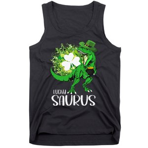 Clover Irish Flag Coins St Patricks Day Lucky Saurus Tank Top