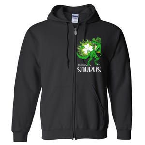 Clover Irish Flag Coins St Patricks Day Lucky Saurus Full Zip Hoodie