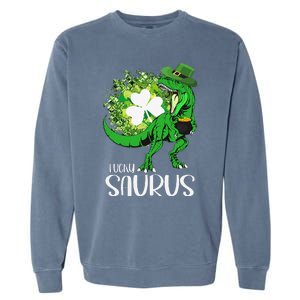 Clover Irish Flag Coins St Patricks Day Lucky Saurus Garment-Dyed Sweatshirt