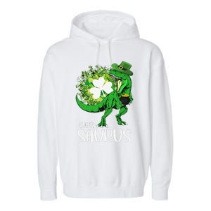 Clover Irish Flag Coins St Patricks Day Lucky Saurus Garment-Dyed Fleece Hoodie