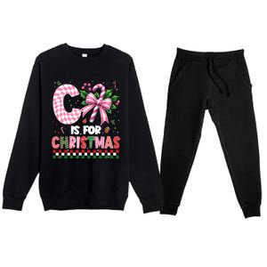 C Is For Christmas Xmas Coquette Bow Santa Cute Gift Premium Crewneck Sweatsuit Set