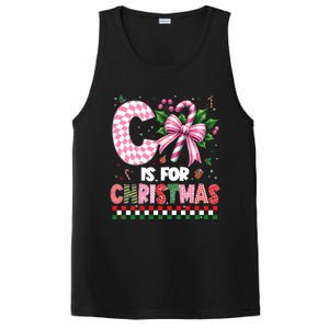 C Is For Christmas Xmas Coquette Bow Santa Cute Gift PosiCharge Competitor Tank