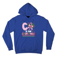 C Is For Christmas Xmas Coquette Bow Santa Cute Gift Hoodie