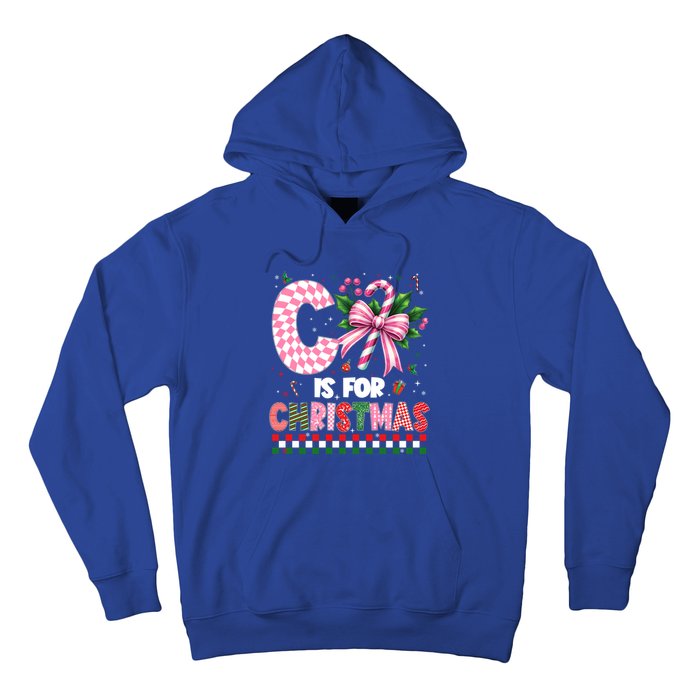 C Is For Christmas Xmas Coquette Bow Santa Cute Gift Hoodie