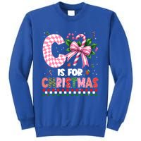 C Is For Christmas Xmas Coquette Bow Santa Cute Gift Sweatshirt