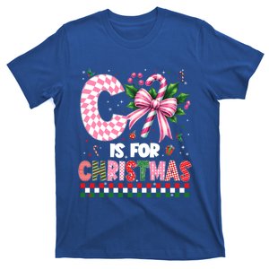 C Is For Christmas Xmas Coquette Bow Santa Cute Gift T-Shirt