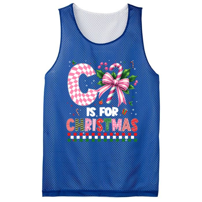 C Is For Christmas Xmas Coquette Bow Santa Cute Gift Mesh Reversible Basketball Jersey Tank