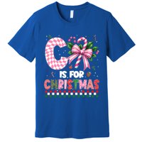 C Is For Christmas Xmas Coquette Bow Santa Cute Gift Premium T-Shirt