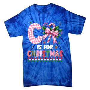 C Is For Christmas Xmas Coquette Bow Santa Cute Gift Tie-Dye T-Shirt