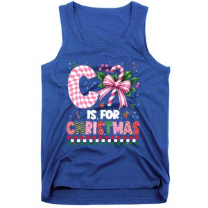 C Is For Christmas Xmas Coquette Bow Santa Cute Gift Tank Top