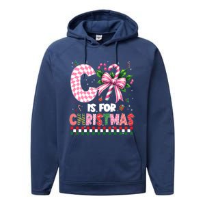 C Is For Christmas Xmas Coquette Bow Santa Cute Gift Performance Fleece Hoodie