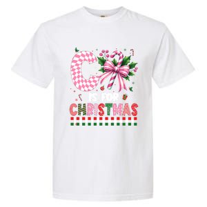 C Is For Christmas Xmas Coquette Bow Santa Cute Gift Garment-Dyed Heavyweight T-Shirt