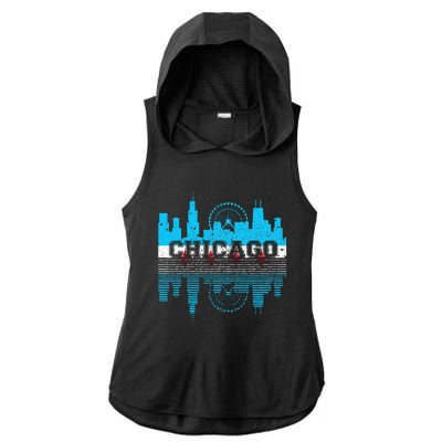 Chicago Illinois Flag City Skyline Chi Town Pride City Flag Ladies PosiCharge Tri-Blend Wicking Draft Hoodie Tank